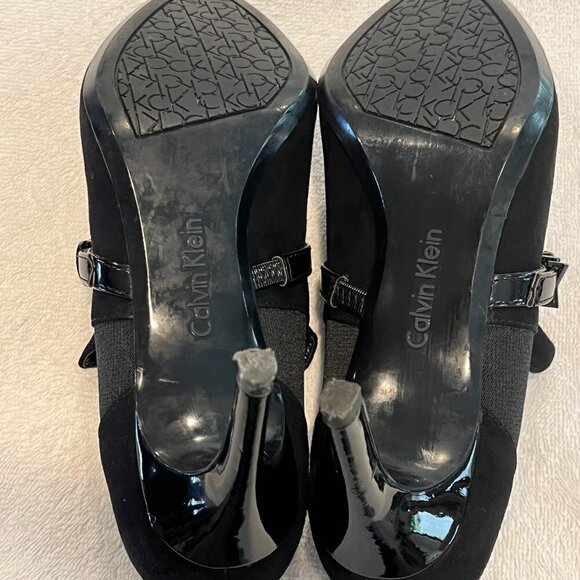 Calvin Klein Black sz. US 6 Suede Patent Leather Jaclyn Heels Booties Shooties - Picture 12 of 12